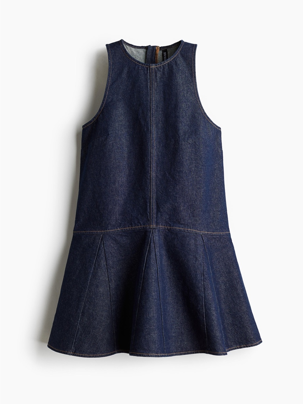H&M Sleeveless Dark Indigo Denim Fit-and-Flare Dress